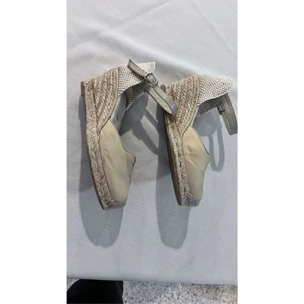 IISE JACOBSEN TAN ESPADRILLES WEDGE HEELS WOMENS SIZE 7